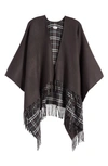 BURBERRY FRINGED WOOL REVERSIBLE CAPE