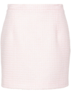 Alessandra Rich Checked Tweed Mini Skirt With Sequin Embellishment In Pink