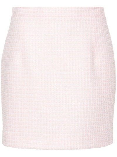 Alessandra Rich Tweed Sequinned Mini Skirt In Pink