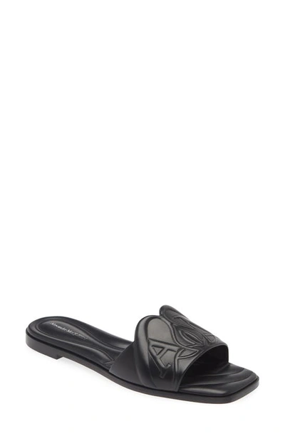 Alexander Mcqueen Seal Slide Sandal In Black