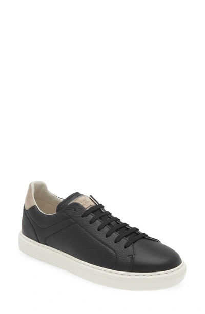 Brunello Cucinelli Navy Leather Airsole Trainers In Blue