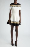 ALEXANDER MCQUEEN ABSTRACT JACQUARD FIT & FLARE SWEATER DRESS