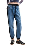 Desigual Contrast Jogger Jeans In Blue
