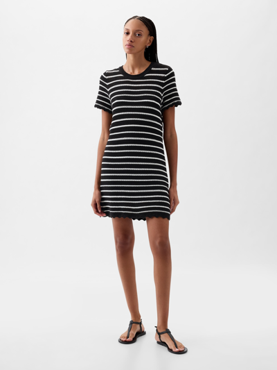 Gap Crochet Mini Dress In Black & White Stripe