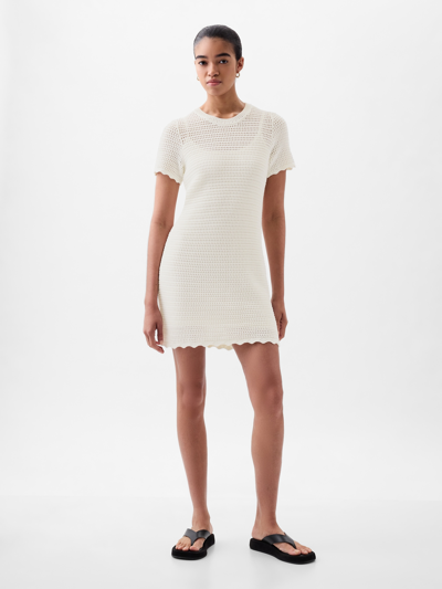 Gap Crochet Mini Dress In Off White