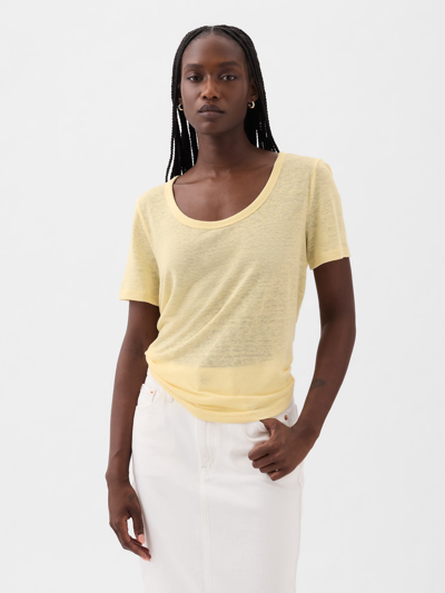 Gap Linen-blend T-shirt In Maize Yellow