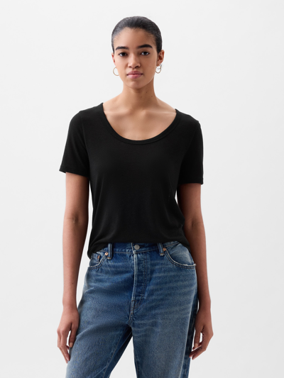 Gap Linen-blend T-shirt In Black