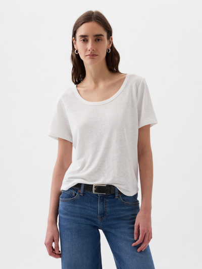 Gap Linen-blend T-shirt In Optic White