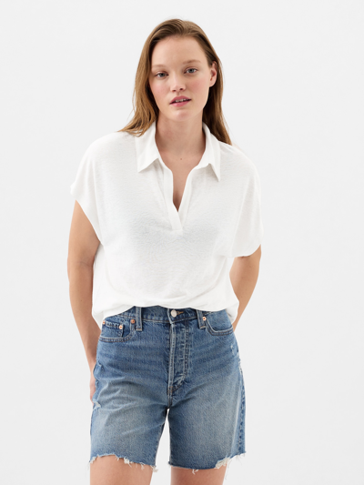 Gap Linen-blend Polo Shirt Shirt In White