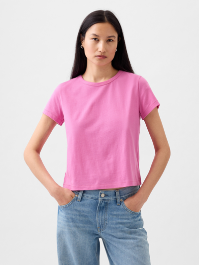 Gap Organic Cotton Vintage Cropped T-shirt In Indie Pink