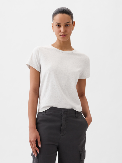 Gap Organic Cotton Vintage Cropped T-shirt In Light Grey