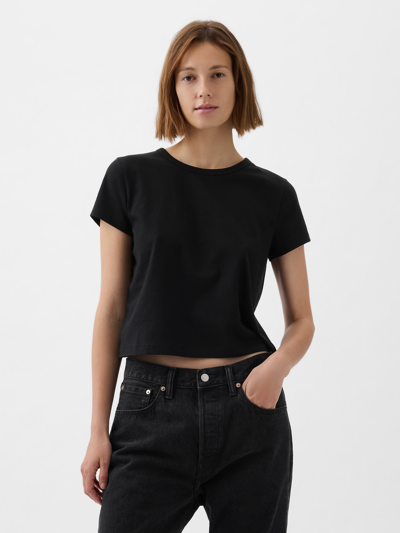 Gap Organic Cotton Vintage Cropped T-shirt In Black
