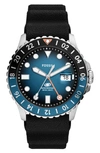FOSSIL FOSSIL BLUE GMT SILICONE STRAP WATCH, 46MM