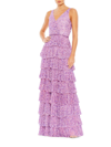 Mac Duggal Women's Ieena Tiered Ruffle Sequin Gown In Orchid