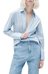 Rag & Bone Indiana Striped Poplin Shirt In Cool Blue Stripe