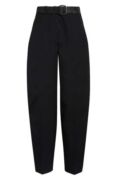 Alexander Wang Belted Pleated Wool Tapered Trousers In Black