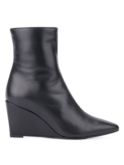 Aquatalia Pauletta Leather Wedge Booties In Black