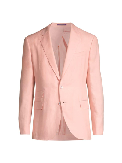 Ralph Lauren Gregory Hand-tailored Silk-linen Trouser In Crystal Rose
