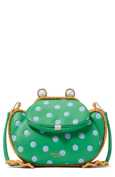 Kate Spade Lily Polka Dot Wicker 3d Frog Crossbody In Candy Grass