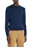 Zegna Cashmere & Silk Crewneck Sweater In Blue Ciano