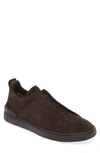 Zegna Slip-on Triple Stitch Sneakers In Brown