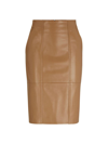 Hugo Boss Seam-detail Pencil Skirt In Lamb Leather In Beige