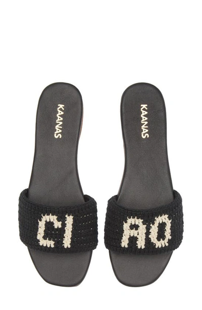 Kaanas Serin Ciao Handwoven Crochet Slip On Sandals Black 11