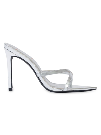 Black Suede Studio Arianna Metallic High Heel Sandals In Silver Mirror