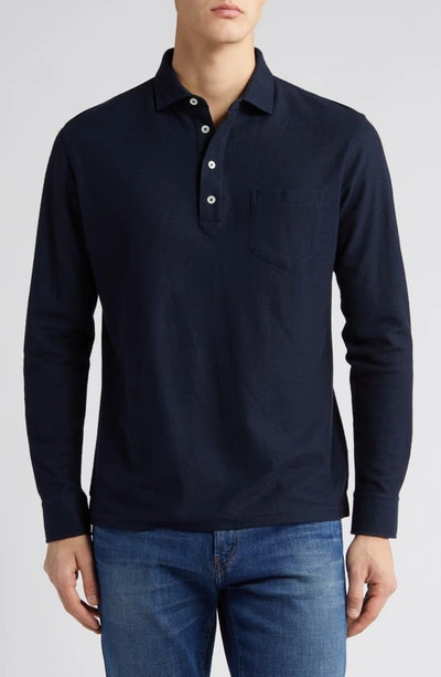 Peter Millar Crown Crafted Croxley Long Sleeve Polo In Navy