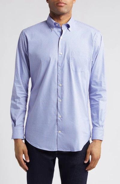 Peter Millar Winthrop Crown Lite Check Performance Button-down Shirt In Maritime