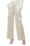 French Connection Chloetta Satin Cargo Pants In Beige