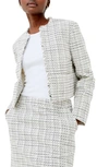 French Connection Effie Tweed Jacket In Classic Cream,black