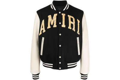 Pre-owned Amiri Vintage Varsity Jacket Black