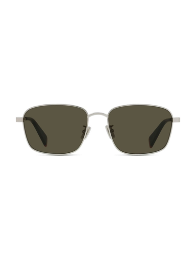 Kenzo Men's Aka 56mm Rectangular Sunglasses In Palladium Green