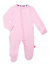MAGNETIC ME BABY'S PIN DOT RUFFLE-TRIMMED FOOTIE