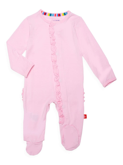 Magnetic Me Baby's Pin Dot Ruffle-trimmed Footie In Bermuda