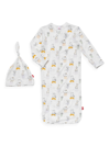 MAGNETIC ME BABY'S NEW KID ON THE BLOCK GRAPHIC GOWN & HAT SET