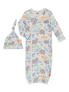 MAGNETIC ME BABY'S LITTLE LOVING GRAPHIC GOWN & HAT SET
