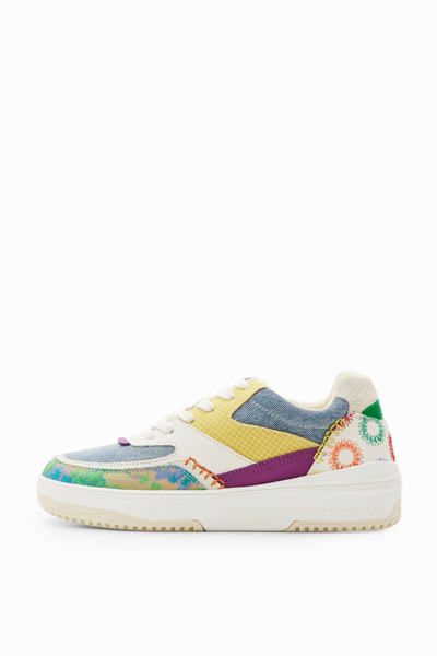 Desigual Retro Multicolour Patchwork Sneakers In Material Finishes