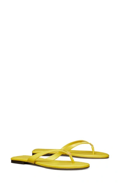 Tory Burch Capri Leather Flip-flop In Colza Yellow