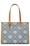 Tory Burch Women's Small T Monogram Denim Tote In Blue Multi