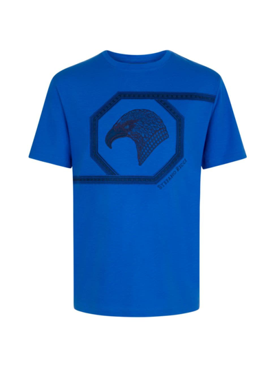 Stefano Ricci Men's Crewneck T-shirt In Bright Blue