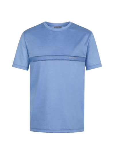 Stefano Ricci Men's Crewneck T-shirt In Light Blue