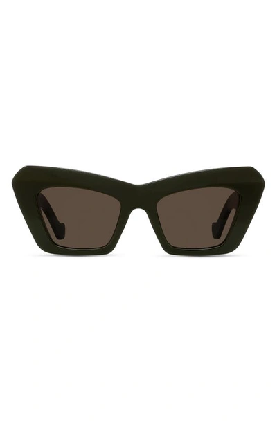 Loewe Anagram 51mm Cat Eye Sunglasses In Green/brown Solid