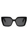 Dior Lady 95.22 S21 Butterfly Sunglasses In Shiny Black Smoke