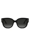 Dior 'pacific B2i 54mm Butterfly Sunglasses In Shiny Black / Gradient Smoke