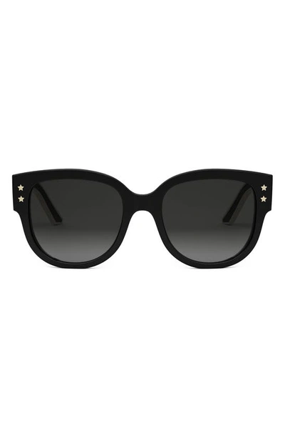 Dior 'pacific B2i 54mm Butterfly Sunglasses In Shiny Black / Gradient Smoke