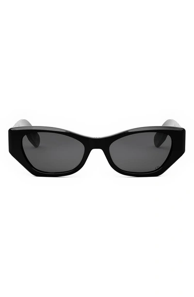 Dior Lady 95.22 B1i 53mm Butterfly Sunglasses In Shiny Black / Smoke