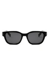 Dior Cd Icon S1i 54mm Geometric Sunglasses In Shiny Black / Smoke
