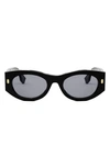 Fendi Roma Acetate Shield Sunglasses In Black Pale Blue
